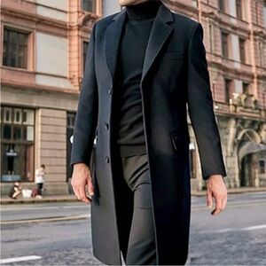 Men’s Chaps Dark Gray Wool Blend Heavy Winter Trench Coat Jacket